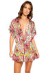 Luli Fama Miami Bound Playera Stitched V Neck Ruffle Dress